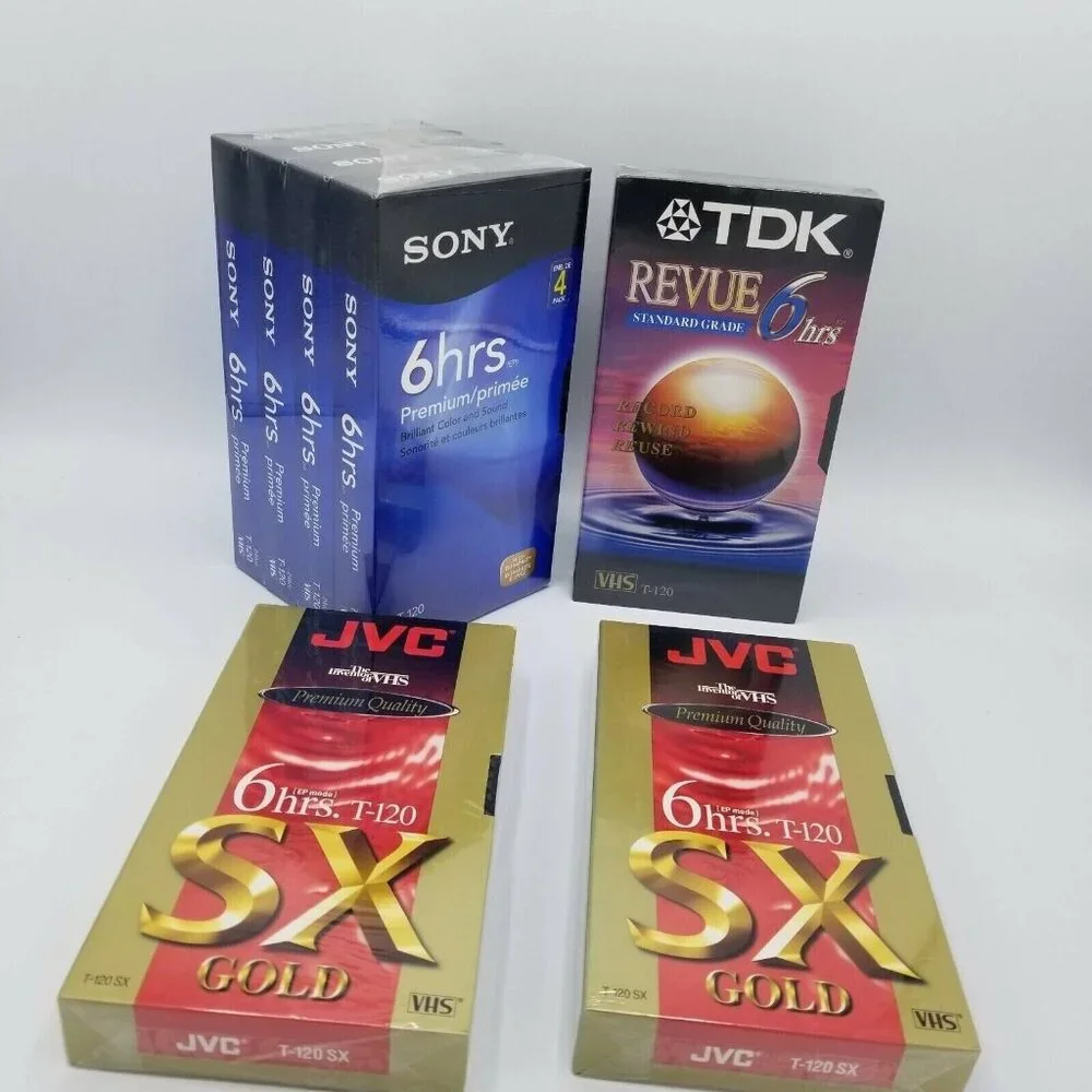 NEW Sealed Blank VHS Tapes Mixed Lot of 7 Sony JVC TDK